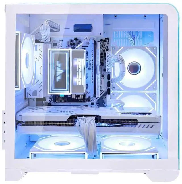 Alt view image 3 of 7 - Hoengager Astral Mini Gaming PC -AMD Ryzen 7 7700 8-Core 3.8 GHz-Radeon RX 9060 XT 8GB -32GB DDR5 6000MHZ RAM-1TB PCIe SSD -WIFI &Bluetooth -RGB Fans-Prebuilt PC Windows 11 Pro Desktop Computer-White