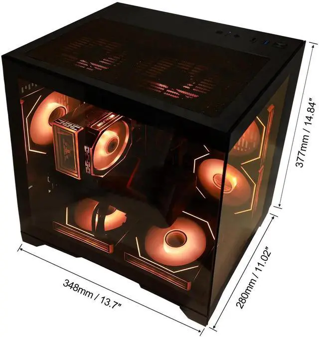Alt view image 6 of 7 - Hoengager King Gaming Desktop AMD Ryzen 5 5600GT 3.6 GHz,GeForce RTX 3060 12G, 32GB DDR4 3200MHz RAM ,1TB PCIe SSD ,RGB FAN ,WiFi &Bluetooth Windows 11 Pro Prebuilt Gaming PC