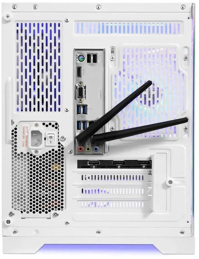 Alt view image 7 of 7 - Hoengager King Gaming Desktop AMD Ryzen 5 5600GT 3.6 GHz,Radeon RX 9060XT 8GB, 32GB DDR4 3200MHz RAM ,1TB PCIe+1TB SATA SSD ,RGB FAN ,WiFi &Bluetooth Windows 11 Pro Prebuilt Gaming PC-White