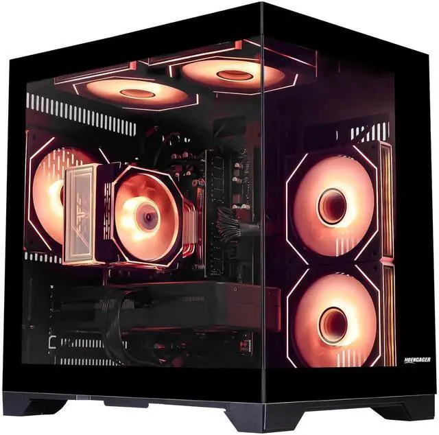 Alt view image 4 of 7 - Hoengager King Gaming Desktop AMD Ryzen 5 5500  6-Core 3.6 GHz,Radeon RX 9060XT 16G, 32GB DDR4 3200MHz RAM ,1TB PCIe +2TB SATA SSD ,RGB FAN ,WiFi &Bluetooth Windows 11 Pro Prebuilt Gaming PC