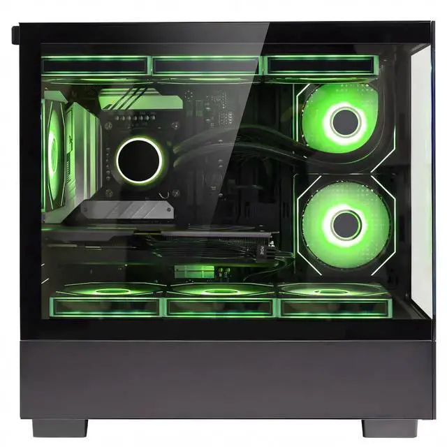 Alt view image 2 of 7 - Hoengager Gaming PC Intel Core i7-13700K 2.5 GHz, NVIDIA RTX 4070 SUPER 12G ,32GB DDR5 RAM 6000MHz,1TB PCIe +1TB SATA SSD, WiFi & BT ,HDMI ,850W PSU, Windows 11 Pro 64-bit Desktop-Black