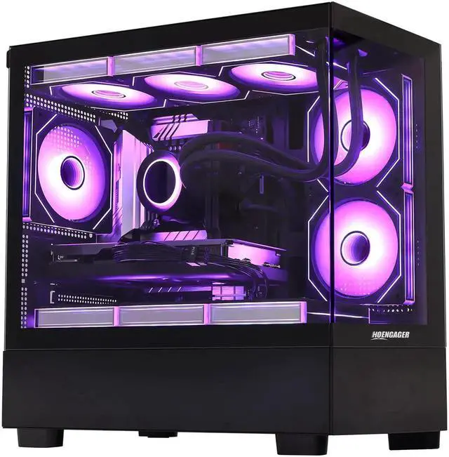 Alt view image 3 of 7 - Hoengager Gaming PC Intel Core i7-13700K 2.5 GHz, NVIDIA RTX 4070 SUPER 12G ,32GB DDR5 RAM 6000MHz,1TB PCIe +1TB SATA SSD, WiFi & BT ,HDMI ,850W PSU, Windows 11 Pro 64-bit Desktop-Black