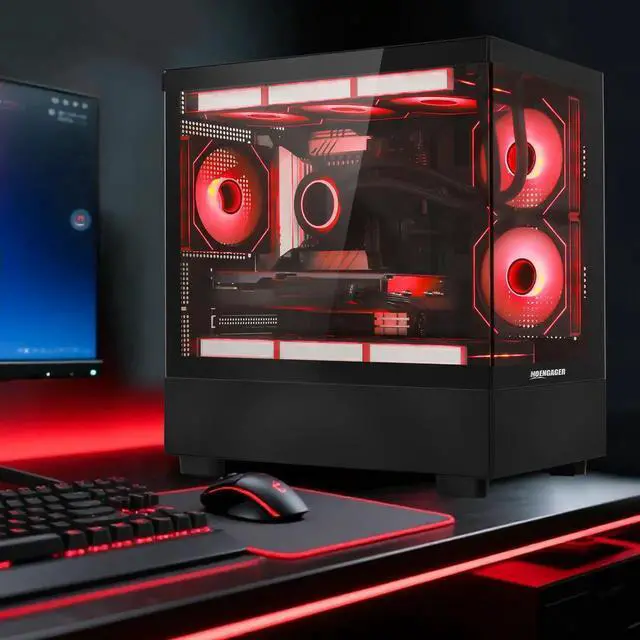 Alt view image 6 of 7 - Hoengager Gaming PC Intel Core i7-13700K 2.5 GHz, NVIDIA RTX 4070 SUPER 12G ,32GB DDR5 RAM 6000MHz,1TB PCIe +1TB SATA SSD, WiFi & BT ,HDMI ,850W PSU, Windows 11 Pro 64-bit Desktop-Black