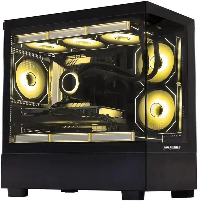 Alt view image 4 of 7 - Hoengager Gaming PC Intel Core i7-13700K 2.5 GHz, NVIDIA RTX 4070 SUPER 12G ,32GB DDR5 RAM 6000MHz,1TB PCIe +1TB SATA SSD, WiFi & BT ,HDMI ,850W PSU, Windows 11 Pro 64-bit Desktop-Black