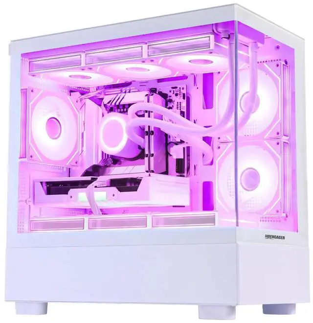 Main image of Hoengager Gaming PC Intel Core i7-12700KF 12-Core (8P+4E) 3.6 GHz, Radeon RX 9060 XT 8GB, 32GB DDR5 RAM 6000MHz,1TB PCIe SSD, WiFi & BT ,850W PSU, Liquid cooler, Windows 11 Pro Desktop-White