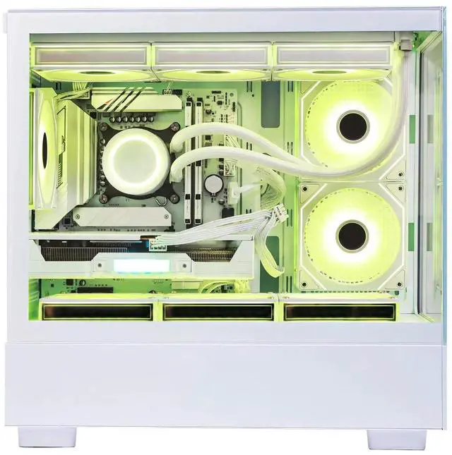 Alt view image 2 of 7 - Hoengager Gaming PC Intel Core i7-12700KF 12-Core (8P+4E) 3.6 GHz, Radeon RX 9060 XT 8GB, 32GB DDR5 RAM 6000MHz,1TB PCIe SSD, WiFi & BT ,850W PSU, Liquid cooler, Windows 11 Pro Desktop-White