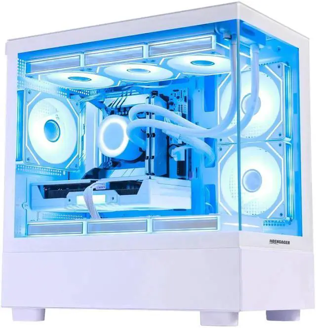 Alt view image 3 of 6 - Hoengager Gaming PC Intel Core i7-12700KF 12-Core (8P+4E) 3.6 GHz,RTX 5060 Ti 16GB, 32GB DDR5 RAM 6000MHz,1TB PCIe +4TB SATA SSD, WiFi & BT ,850W PSU, Liquid cooler, Windows 11 Pro Desktop-White