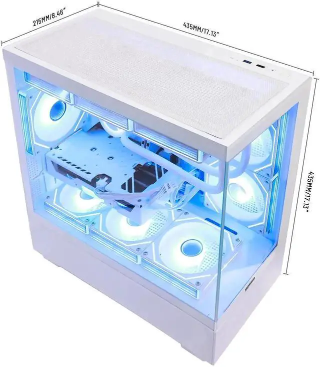 Alt view image 5 of 6 - Hoengager Gaming PC Intel Core i7-12700KF 12-Core (8P+4E) 3.6 GHz,RTX 5060 Ti 16GB, 32GB DDR5 RAM 6000MHz,1TB PCIe +4TB SATA SSD, WiFi & BT ,850W PSU, Liquid cooler, Windows 11 Pro Desktop-White
