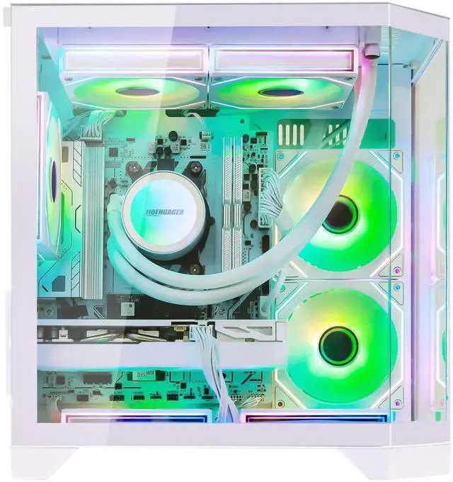Alt view image 5 of 7 - Hoengager Gaming PC AMD Ryzen 5 9600X  6-Core 3.9GHz,RTX 5060 Ti 16GB, 32GB DDR5 RAM 6000MHz,1TB PCIe +4TB SATA SSD, WIFI&Bluetooth Prebuilt PC 850W PSU,Liquid cooler, Windows 11 Pro-White