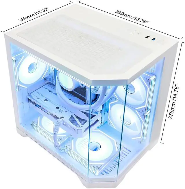 Alt view image 6 of 7 - Hoengager Gaming PC AMD Ryzen 5 9600X  6-Core 3.9GHz,RTX 5060 Ti 16GB, 32GB DDR5 RAM 6000MHz,1TB PCIe +4TB SATA SSD, WIFI&Bluetooth Prebuilt PC 850W PSU,Liquid cooler, Windows 11 Pro-White