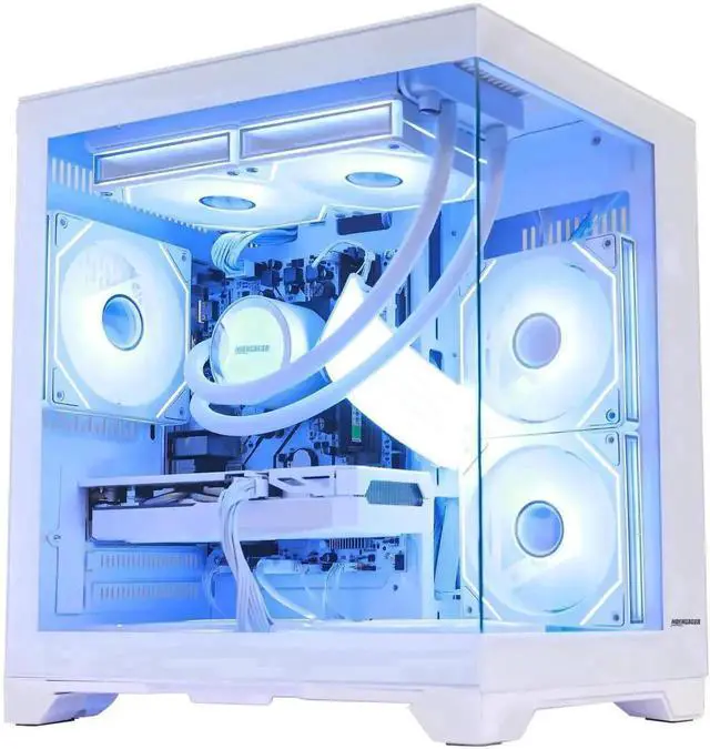 Main image of Hoengager RTX 5060 Ti 16GB Gaming PC Desktop - AMD Ryzen 7 5700X 3.4 GHz, 16GB DDR4 RAM, 1TB PCIe +2TB SATA SSD, WiFi + BT, Windows 11 Pro -RGB Prebuilt Computer-White