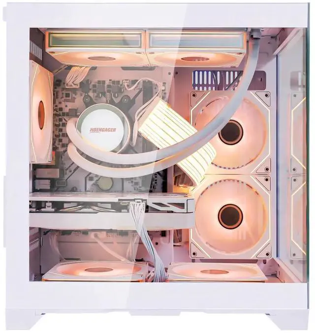 Alt view image 2 of 7 - Hoengager RTX 5060 Ti 16GB Gaming PC Desktop - AMD Ryzen 7 5700X 3.4 GHz, 16GB DDR4 RAM, 1TB PCIe +2TB SATA SSD, WiFi + BT, Windows 11 Pro -RGB Prebuilt Computer-White