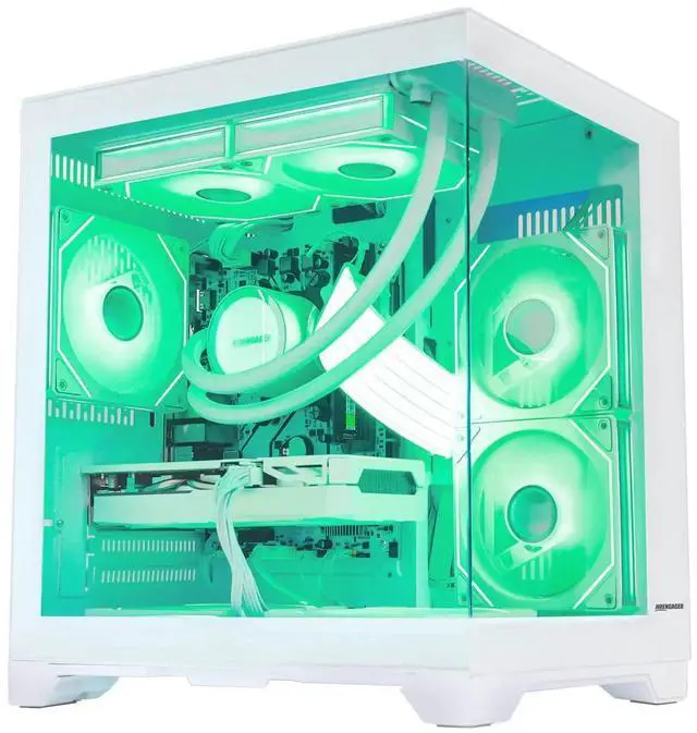 Alt view image 3 of 7 - Hoengager RTX 5060 Ti 16GB Gaming PC Desktop - AMD Ryzen 7 5700X 3.4 GHz, 16GB DDR4 RAM, 1TB PCIe +2TB SATA SSD, WiFi + BT, Windows 11 Pro -RGB Prebuilt Computer-White