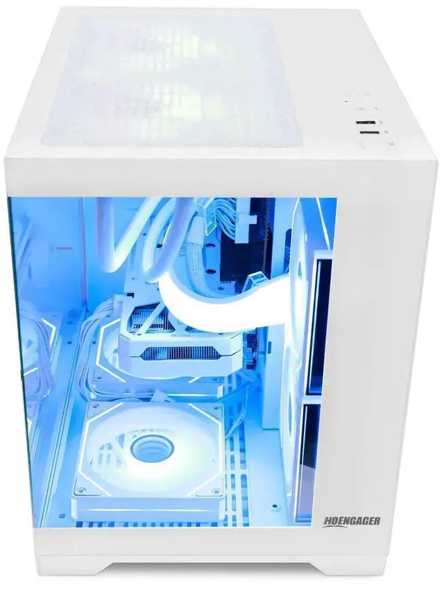 Alt view image 7 of 7 - Hoengager RTX 5060 Ti 16GB Gaming PC Desktop - AMD Ryzen 7 5700X 3.4 GHz, 16GB DDR4 RAM, 1TB PCIe +2TB SATA SSD, WiFi + BT, Windows 11 Pro -RGB Prebuilt Computer-White