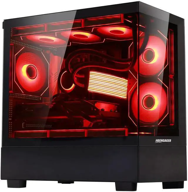 Alt view image 3 of 7 - Hoengager RTX 5070 12GB Gaming PC Desktop - AMD Ryzen 7 5700X 3.4 GHz, 32GB DDR4 RAM, 1TB PCIe +2TB SATA SSD, WiFi + BT, Windows 11 Pro -RGB Prebuilt Computer