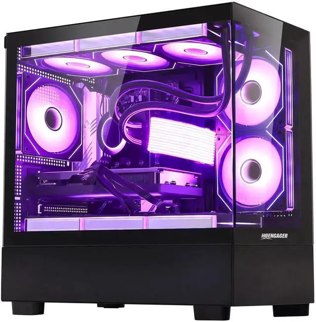 Main image of Hoengager RTX 5070 12GB Gaming PC Desktop - AMD Ryzen 7 5700X 3.4 GHz, 32GB DDR4 RAM, 1TB PCIe +2TB SATA SSD, WiFi + BT, Windows 11 Pro -RGB Prebuilt Computer