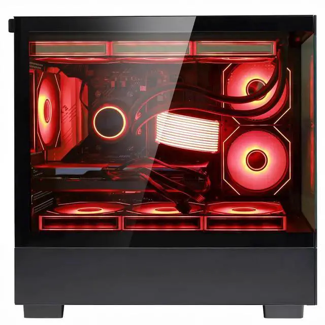 Alt view image 2 of 7 - HoengagerGaming PC - AMD Ryzen 7 5700X 3.4 GHz, Intel Arc B580 12GB, 32GB DDR4 RAM, 1TB PCIe SSD, WiFi + BT, Windows 11 Pro -RGB Prebuilt Desktop