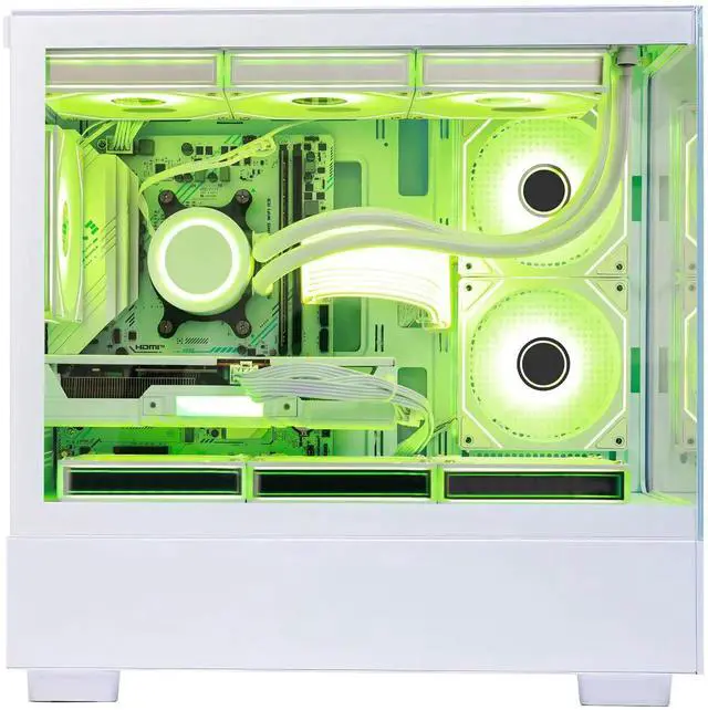 Alt view image 2 of 7 - Hoengager RTX 5060 Ti 16GB Gaming PC Desktop - AMD Ryzen 7 5700X 3.4 GHz, 16GB DDR4 RAM, 1TB PCIe SSD, WiFi + BT, Windows 11 Pro -RGB Prebuilt Computer-White
