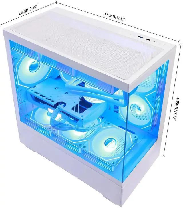 Alt view image 4 of 7 - Hoengager Gaming PC - AMD Ryzen 7 5700X 3.4 GHz, Intel Arc B580 12GB, 32GB DDR4 RAM, 1TB PCIe +2TB SATA SSD, WiFi + BT, Keyboard, Windows 11 Pro -RGB Prebuilt Desktop