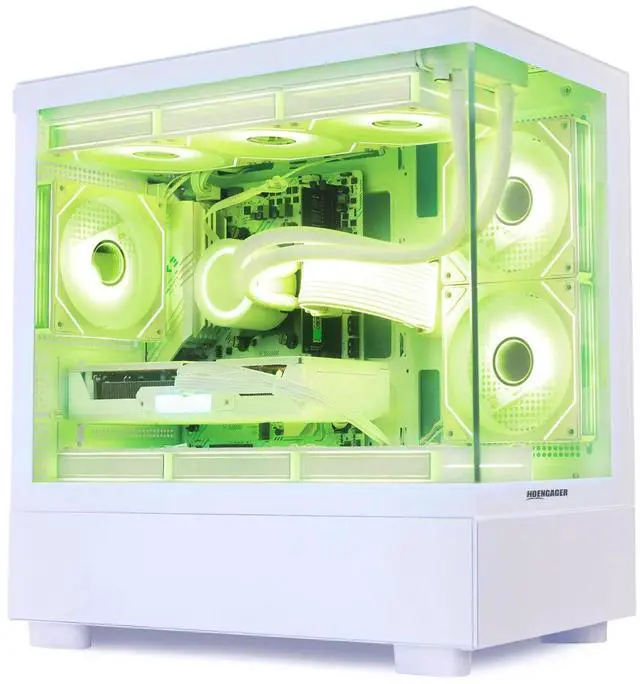 Alt view image 3 of 7 - Hoengager Gaming PC - AMD Ryzen 7 5700X 3.4 GHz, Intel Arc B580 12GB, 32GB DDR4 RAM, 1TB PCIe +2TB SATA SSD, WiFi + BT, Keyboard, Windows 11 Pro -RGB Prebuilt Desktop