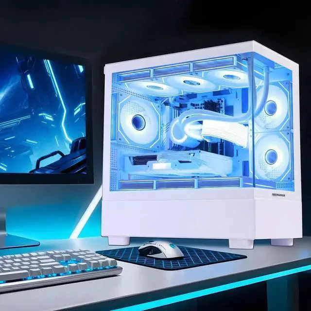 Alt view image 6 of 7 - Hoengager Gaming PC - AMD Ryzen 7 5700X 3.4 GHz, Intel Arc B580 12GB, 32GB DDR4 RAM, 1TB PCIe +2TB SATA SSD, WiFi + BT, Keyboard, Windows 11 Pro -RGB Prebuilt Desktop
