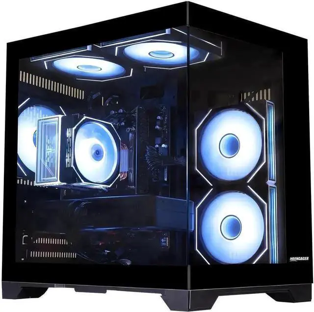 Main image of Hoengager Gaming Desktop Intel Core i5-14400F 10-Core (6P+4E), AMD Radeon RX 9060 XT 16GB , 32GB DDR4 RAM 3200MHz,1TB PCIe +1TB SATA SSD, Wi-Fi & Bluetooth ,Win 11 Pro  Prebuilt RGB Computer-Black