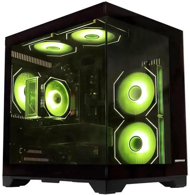 Alt view image 3 of 6 - Hoengager Gaming Desktop Intel Core i5-14400F 10-Core (6P+4E), AMD Radeon RX 9060 XT 16GB , 32GB DDR4 RAM 3200MHz,1TB PCIe +1TB SATA SSD, Wi-Fi & Bluetooth ,Win 11 Pro  Prebuilt RGB Computer-Black