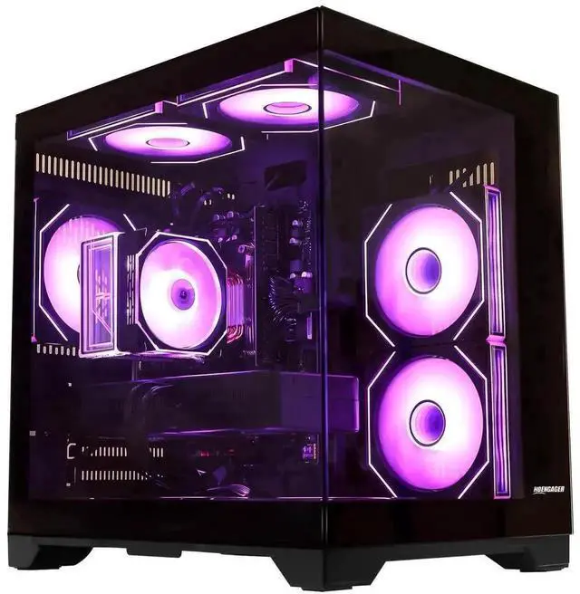 Alt view image 5 of 6 - Hoengager Gaming Desktop Intel Core i5-14400F 10-Core (6P+4E), AMD Radeon RX 9060 XT 16GB , 32GB DDR4 RAM 3200MHz,1TB PCIe +1TB SATA SSD, Wi-Fi & Bluetooth ,Win 11 Pro  Prebuilt RGB Computer-Black