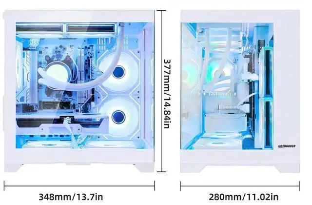 Alt view image 4 of 7 - Hoengager Desktop AMD Ryzen 5 9600X 6-Core 3.9 GHz - GeForce RTX 5060 8GB-32GB DDR5 6000MHz RAM- 1TB PCIe SSD -Liquid Cooler-WIFI &Bluettooth -Windows 11Pro Prebuilt PC Computer-White