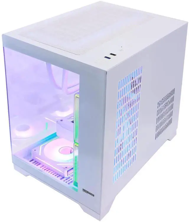 Alt view image 6 of 7 - Hoengager Desktop AMD Ryzen 5 9600X 6-Core 3.9 GHz - GeForce RTX 5060 8GB-32GB DDR5 6000MHz RAM- 1TB PCIe SSD -Liquid Cooler-WIFI &Bluettooth -Windows 11Pro Prebuilt PC Computer-White
