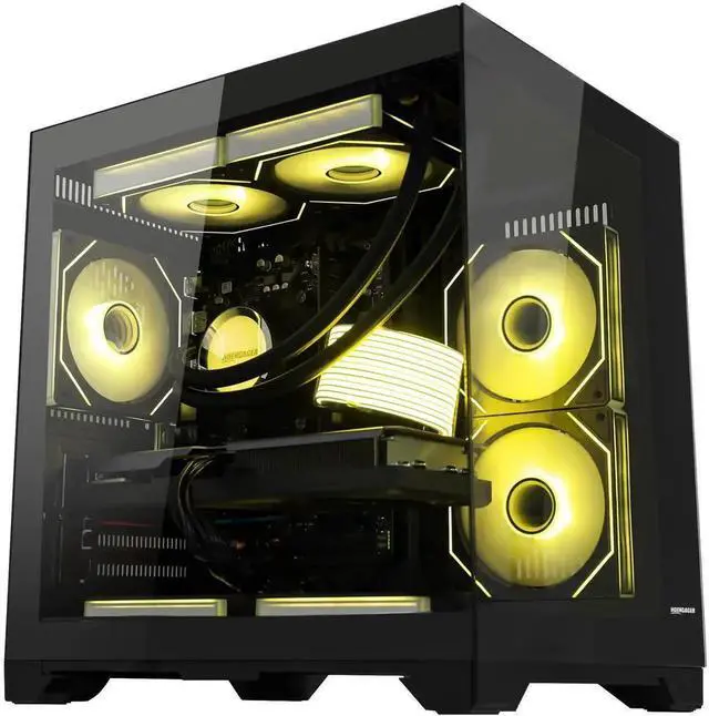 Alt view image 5 of 7 - Hoengager Desktop AMD Ryzen 5 9600X 6-Core 3.9 GHz - GeForce RTX 5060 8GB-32GB DDR5 6000MHz RAM- 1TB PCIe SSD -Liquid Cooler-WIFI &Bluettooth -Windows 11Pro Prebuilt PC Computer-Black