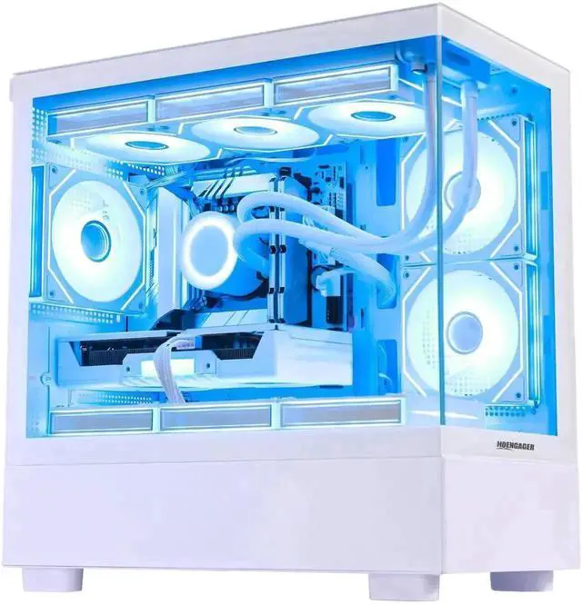 Main image of Hoengager Gaming PC Intel Core i7-12700K 12-Core (8P+4E) 3.6 GHz,Radeon RX 9070 XT 16GB, 32GB DDR5 RAM 6000MHz,1TB PCIe SSD, WiFi & BT ,850W PSU, Liquid cooler, Windows 11 Pro Desktop-White