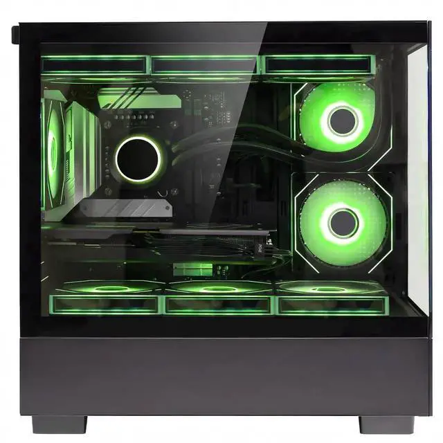 Alt view image 2 of 7 - Hoengager Gaming PC Intel Core i7-12700K 12-Core (8P+4E) 3.6 GHz,Radeon RX 9070 XT 16GB, 32GB DDR5 RAM 6000MHz,1TB PCIe SSD, WiFi & BT ,850W PSU, Liquid cooler, Windows 11 Pro Desktop