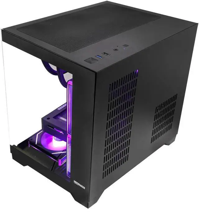 Alt view image 5 of 7 - Hoengager Desktop AMD Ryzen 5 9600X 6-Core 3.9 GHz - Radeon RX 9060 XT 16GB-32GB DDR5 6000MHz RAM- 1TB PCIe SSD -Liquid Cooler-WIFI &Bluettooth -Windows 11Pro Prebuilt PC Computer-Black