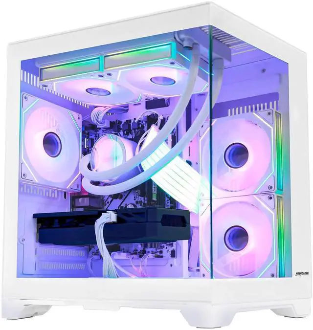 Alt view image 3 of 7 - H.E. Gaming PC -AMD Ryzen 7 5700X 3.4 GHz- RX 6500XT 4GB-16GB DDR4 RAM-1TB M.2 SSD-240 Liquid Cooler -WIFI &Bluetooth -RGB Fans-Windows 11 Pro Desktop Computer-White