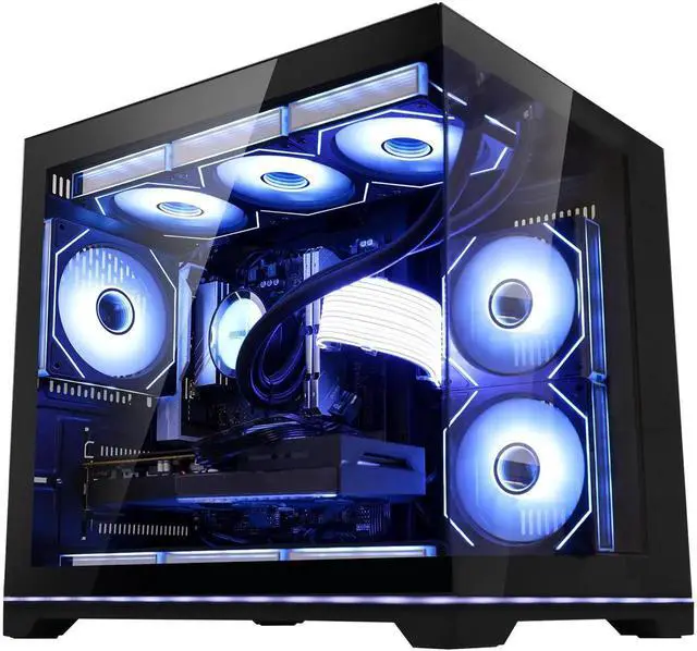 Main image of Hoengager Gaming PC -AMD Ryzen 7 9800X3D 8-Core 5.2 GHz-RTX 5070 12GB -32GB DDR5 RAM-1TB PCIe SSD-360 Liquid Cooler -WIFI &Bluetooth-850W PSU -ARGB Fans-Windows 11 Pro prebuilt Gaming Desktop PC-Black