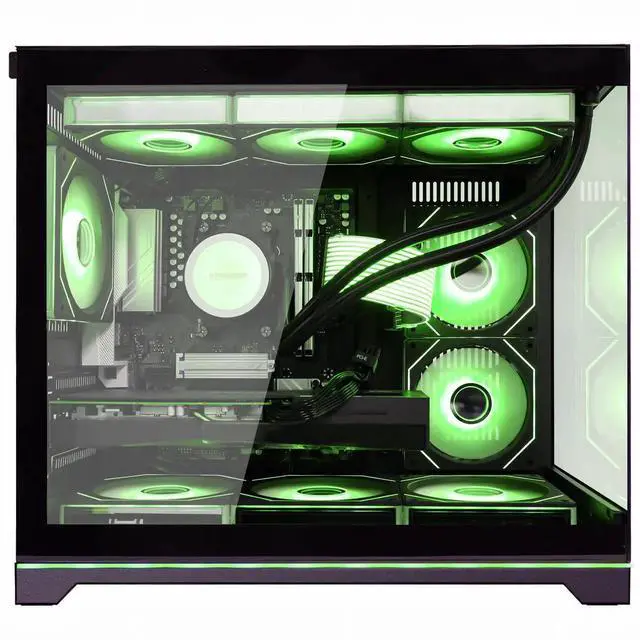 Alt view image 2 of 7 - Hoengager Gaming PC -AMD Ryzen 7 9700X 8-Core 3.8 GHz-RX 9060 XT 16GB-32GB DDR5 RAM-1TB PCIe+2TB SATA SSD-360 Liquid Cooler -WIFI & BT-850W PSU -ARGB Fans-Win11 Pro prebuilt Gaming Desktop PC-Black