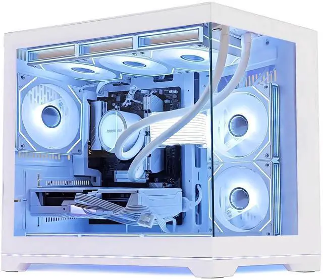 Alt view image 3 of 7 - Hoengager Gaming PC -AMD Ryzen 7 9800X3D 8-Core 5.2 GHz- RX 9070 XT 16GB-32GB DDR5 RAM-1TB PCIe+2TB SATA SSD-360 Liquid Cooler -WIFI & BT-850W PSU -ARGB Fans-Win11 Pro prebuilt Gaming Desktop PC-White