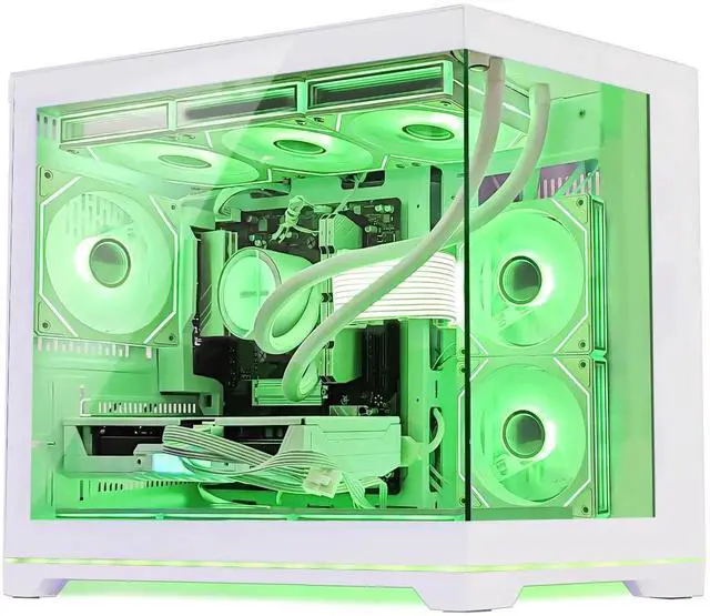 Alt view image 3 of 7 - Hoengager Gaming PC -AMD Ryzen 7 9700X 8-Core 3.8 GHz-RX 9060 XT 16GB-32GB DDR5 RAM-1TB PCIe+4TB SATA SSD-360 Liquid Cooler -WIFI & BT-850W PSU -ARGB Fans-Win11 Pro prebuilt Gaming Desktop PC-White