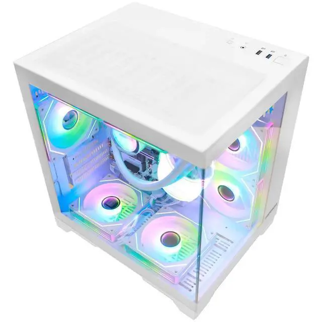 Alt view image 5 of 7 - Hoengager AMD Ryzen 5 5600GT,16GB DDR4 3200MHz,1TB M.2 SSD,WiFi& Bluetooth, Windows 11 Pro Gaming Desktop PC-White
