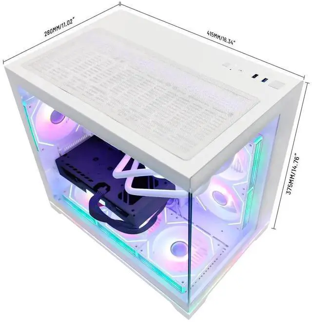 Alt view image 5 of 7 - Hoengager Gaming PC-AMD Ryzen 7 9700X 8-Core 3.8 GHz-RTX 5070 12GB GPU-16GB DDR5 RAM-1TB PCIe SSD-360 Liquid Cooler -WIFI &Bluetooth-850W PSU -ARGB Fans-Windows 11 prebuilt Gaming Desktop PC-White