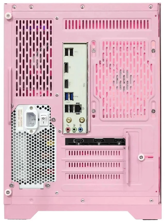 Alt view image 7 of 7 - Hoengager Gaming PC AMD Ryzen 5 5500 6-Core 3.6GHz, Radeon RX 9060 XT 16GB, 32GB DDR4 RAM,1TB PCIe SSD, WIFI&Bluetooth, 650W PSU,Liquid cooler, Windows 11 ARGB Fans with Software Prebuilt PC-Pink