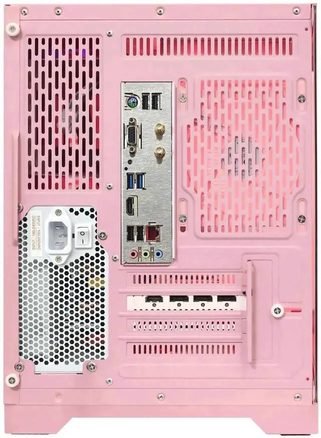 Alt view image 6 of 6 - Hoengager Gaming PC-AMD Ryzen 5 9600X 6-Core 3.9 GHz-RTX 5060TI 8GB GPU-32GB DDR5 RAM-2TB SSD-KB&MS-Liquid cooler-850W PSU Win 11 RGB Fusion 2.0 Prebuilt Desktop Computer-Pink