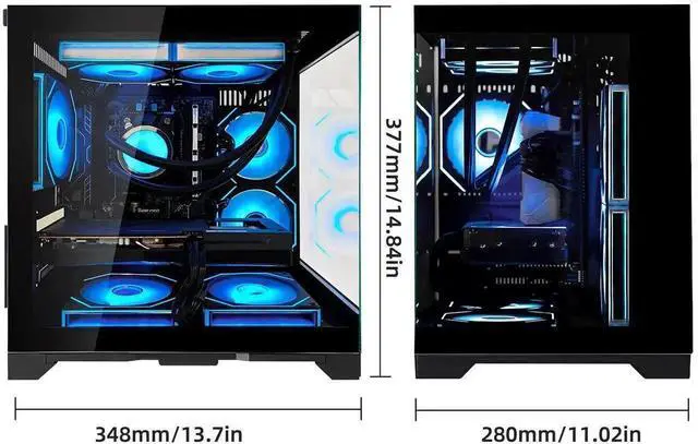 Alt view image 4 of 6 - Hoengager Desktop AMD Ryzen 5 9600X 6-Core 3.9 GHz - GeForce RTX 5060 TI 8GB-32GB DDR5 RAM- 1TB PCIe SSD -Liquid Cooler-WIFI &Bluetooth 650W PSU -Windows 11 Prebuilt PC Computer-Black