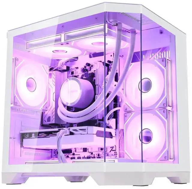 Main image of Hoengager Gaming PC AMD Ryzen 7 9700X 8-Core 3.8 GHz , RTX 5060TI 8GB GPU, 16GB DDR5 RAM ,1TB PCIe SSD, WIFI&Bluetooth Prebuilt PC 850W PSU,240 AIO Liquid cooler, Windows 11 APP RGB Control-White