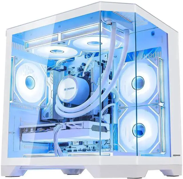 Alt view image 3 of 7 - Hoengager Gaming PC AMD Ryzen 7 9700X 8-Core 3.8 GHz , RTX 5060TI 8GB GPU, 16GB DDR5 RAM ,1TB PCIe SSD, WIFI&Bluetooth Prebuilt PC 850W PSU,240 AIO Liquid cooler, Windows 11 APP RGB Control-White