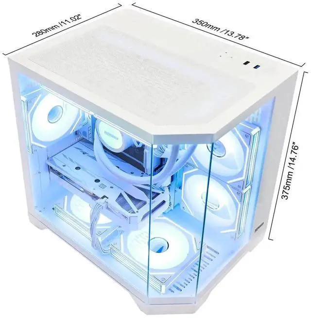 Alt view image 5 of 7 - Hoengager Gaming PC AMD Ryzen 7 9700X 8-Core 3.8 GHz , RTX 5060TI 8GB GPU, 16GB DDR5 RAM ,1TB PCIe SSD, WIFI&Bluetooth Prebuilt PC 850W PSU,240 AIO Liquid cooler, Windows 11 APP RGB Control-White