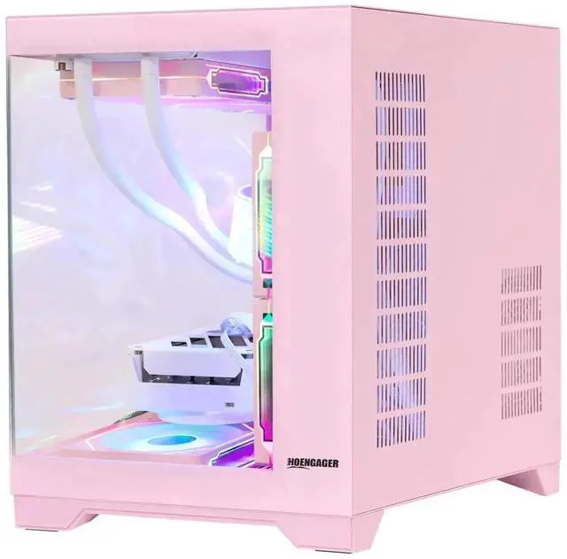 Alt view image 6 of 7 - Hoengager RTX 5060TI 8GB GPU Gaming PC -AMD Ryzen 5 9600X 6-Core 3.9 GHz, 16GB DDR5 RAM, 1TB PCIe SSD, 360 Liquid cooler, KB&MS ,Win 11,850W Gold PSU-RGB Fusion 2.0 Prebuilt Desktop Computer-Pink