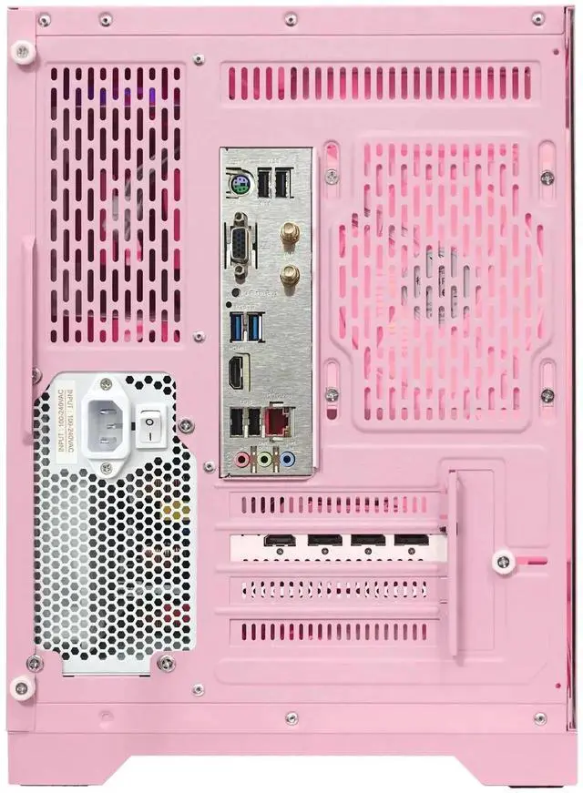 Alt view image 7 of 7 - Hoengager RTX 5060TI 8GB GPU Gaming PC -AMD Ryzen 5 9600X 6-Core 3.9 GHz, 16GB DDR5 RAM, 1TB PCIe SSD, 360 Liquid cooler, KB&MS ,Win 11,850W Gold PSU-RGB Fusion 2.0 Prebuilt Desktop Computer-Pink