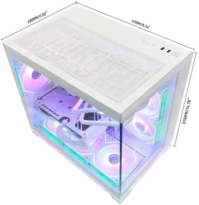 Alt view image 4 of 7 - Hoengager Gaming PC-AMD Ryzen 7 9700X 8-Core 3.8 GHz-RTX 5060TI 8GB GPU-16GB DDR5 RAM-1TB PCIe+1TB SATA SSD-360 Liquid Cooler-WIFI & BT-850W Gold PSU-APP ARGB Fans-Windows 11 Prebuilt Desktop PC-White